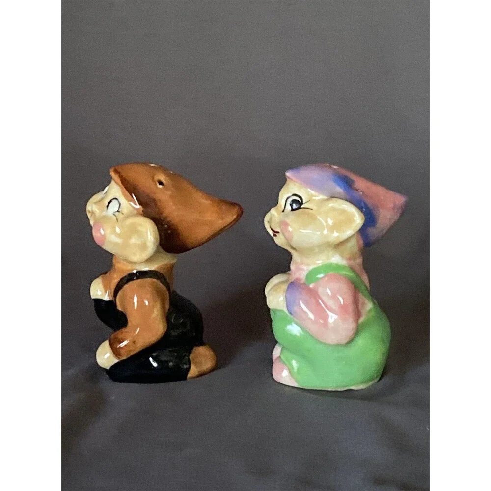 Elf Pixie Vintage Salt & Pepper Shaker Set Kneeling Japan